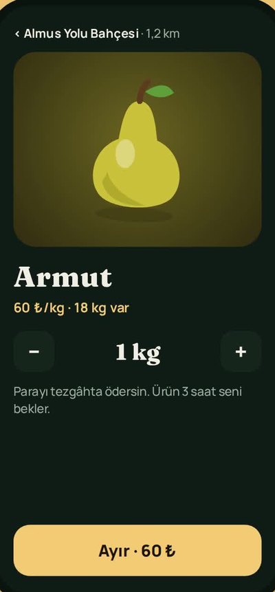 Bir ürünü ayırtma ekranı